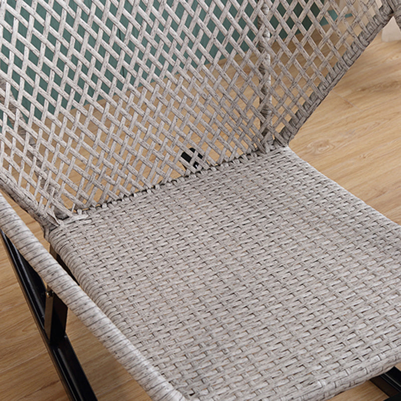 Rattan Rocker Chair Mid-Century Modern Rocking Chair with Gray Frame