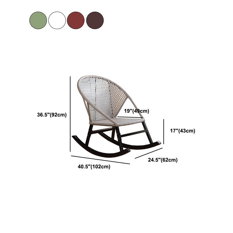 Rattan Rocker Chair Mid-Century Modern Rocking Chair with Gray Frame