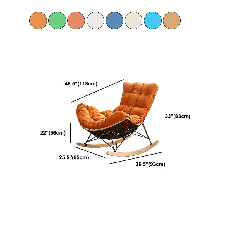 Rattan Rocking Chair Modern Wing Back Rocker Chair for Living Room
