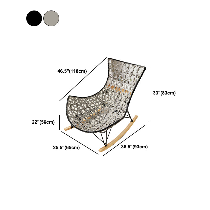 Rattan Rocking Chair Modern Wing Back Rocker Chair for Living Room
