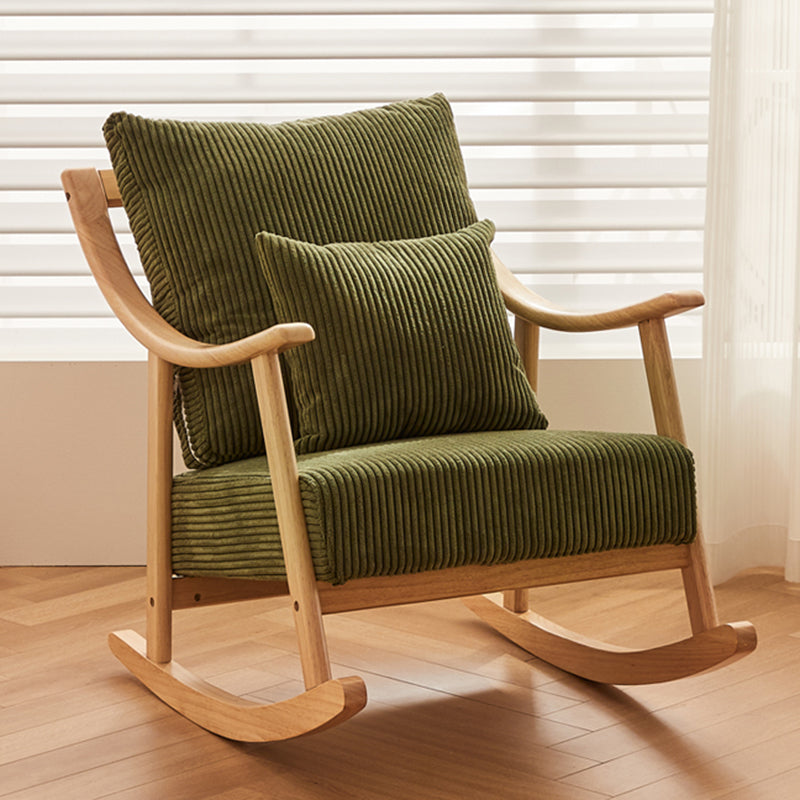 Suede and Solid Wood Rocking Chair with Padded Seat Rocker Chair Removable Cushions