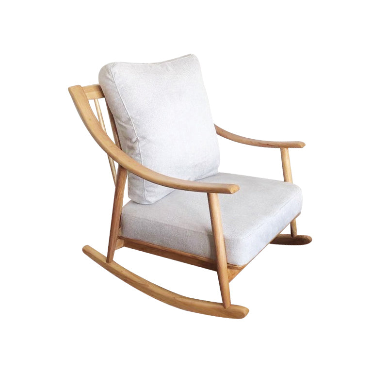 Suede and Solid Wood Rocking Chair with Padded Seat Rocker Chair Removable Cushions