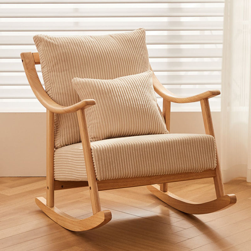 Suede and Solid Wood Rocking Chair with Padded Seat Rocker Chair Removable Cushions