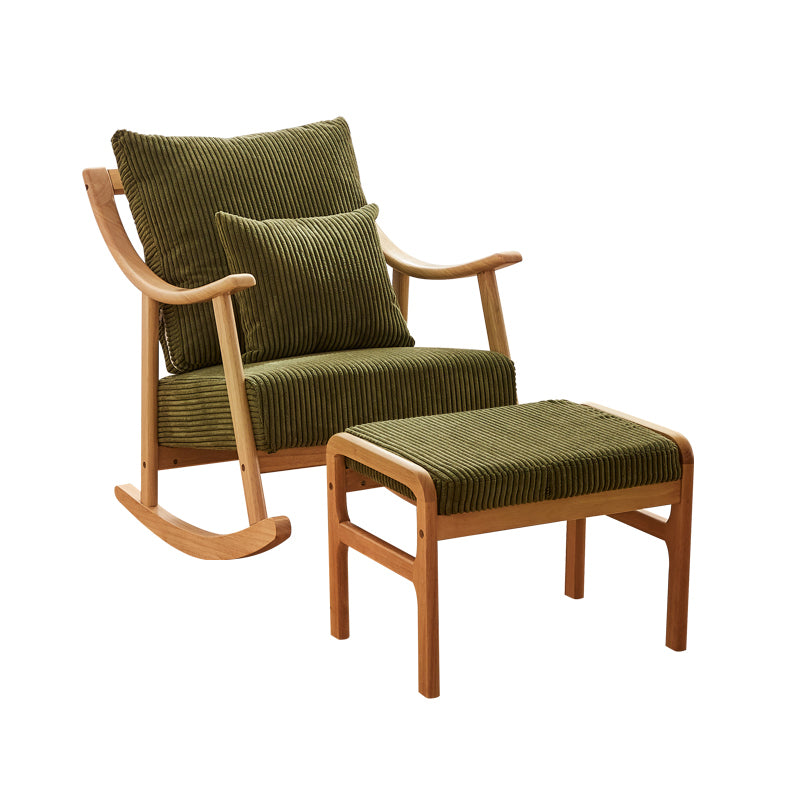 Suede and Solid Wood Rocking Chair with Padded Seat Rocker Chair Removable Cushions