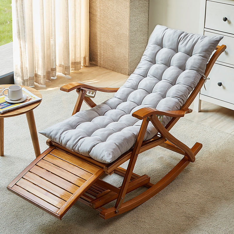 Modern Rocking Chair Bamboo Rocker Chair with Removable Cushions