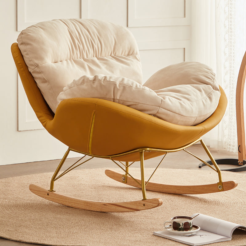Glam Ergonomic Rocking Accent Chair with Padded Seat Rocking Chair Suede