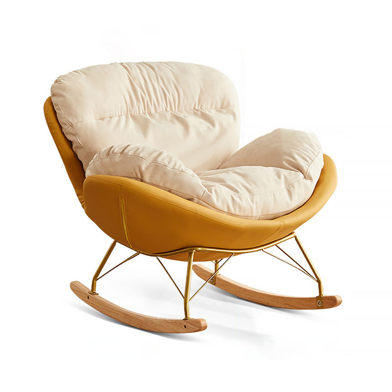Glam Ergonomic Rocking Accent Chair with Padded Seat Rocking Chair Suede