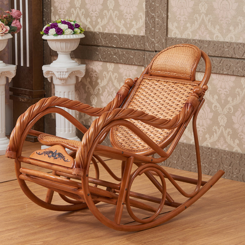 Spindle Antique Rocking Chair Wicker Rocker Chair 24" x 44.5" x  37.8" for Living Room