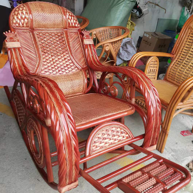 Spindle Antique Rocking Chair Wicker Rocker Chair 24" x 44.5" x  37.8" for Living Room