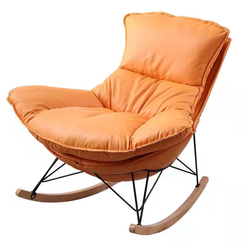 Modern Style Rocking Chair Upholstered Faux Leather Rocking Accent Chair Chair