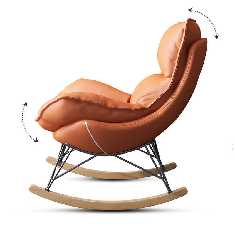 Modern Style Rocking Chair Upholstered Faux Leather Rocking Accent Chair Chair