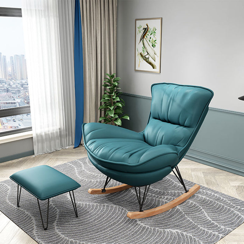 Modern Style Rocking Chair Upholstered Faux Leather Rocking Accent Chair Chair