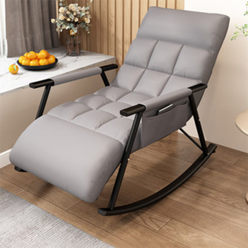 Modern Style Rocking Chair Faux Leather Upholstered Chair with Storage