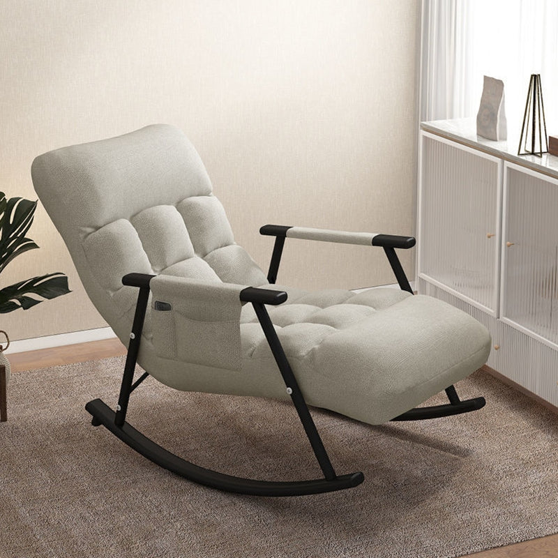 Modern Style Rocking Chair Faux Leather Upholstered Chair with Storage