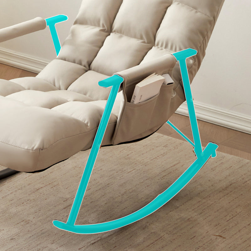 Modern Style Rocking Chair Faux Leather Upholstered Chair with Storage