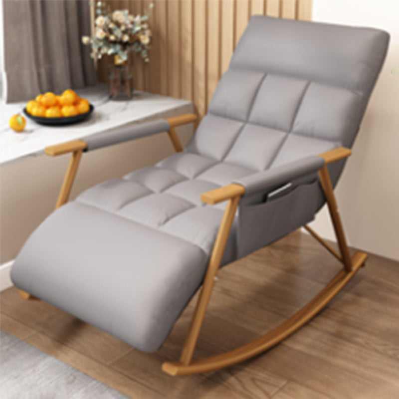 Modern Style Rocking Chair Faux Leather Upholstered Chair with Storage