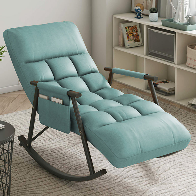 Faux Leather Upholstered Rocking Chair with Storage Rocker in Living Room