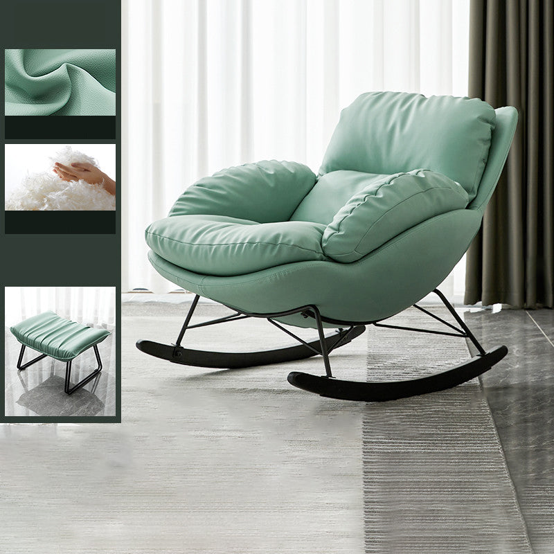 Modern Style Rocking Chair Faux Leather Upholstered Chair with Button-Tufted