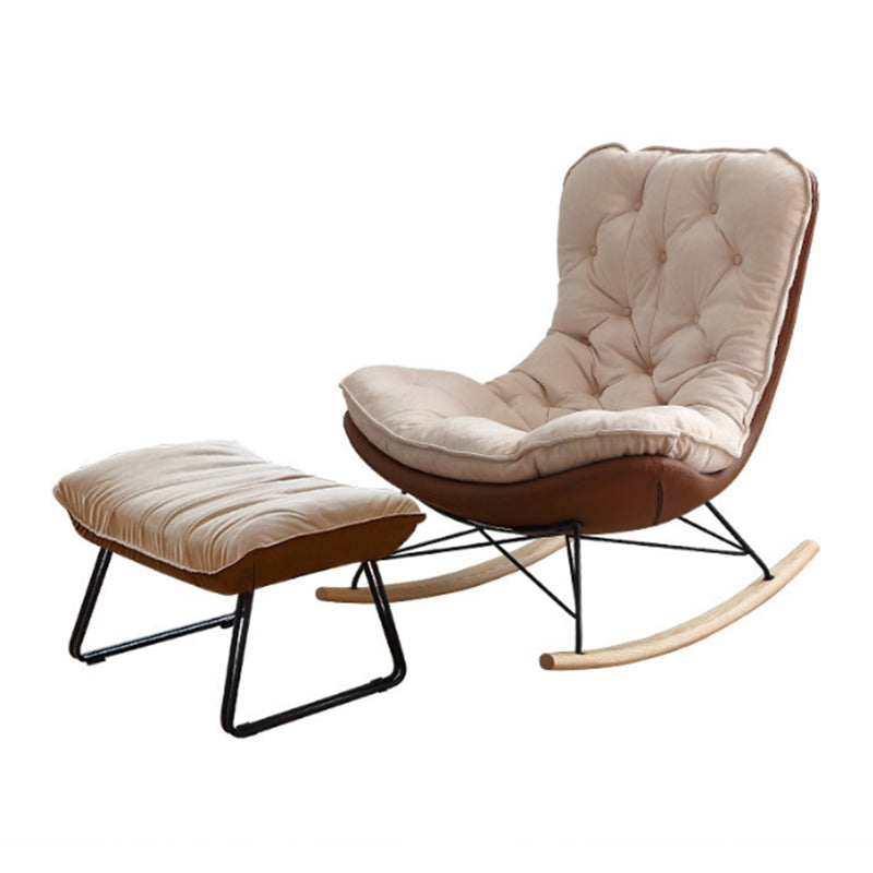 Modern Style Rocking Chair Faux Leather Upholstered Chair with Button-Tufted