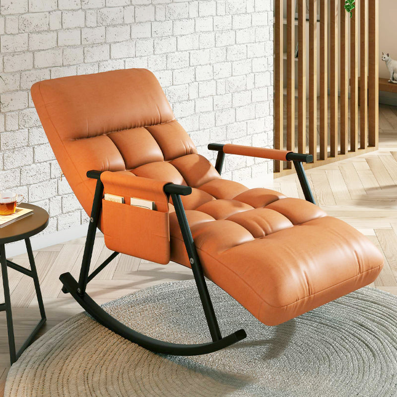 Faux Leather Rocking Chair Modern Style Rocker Chair with Storage