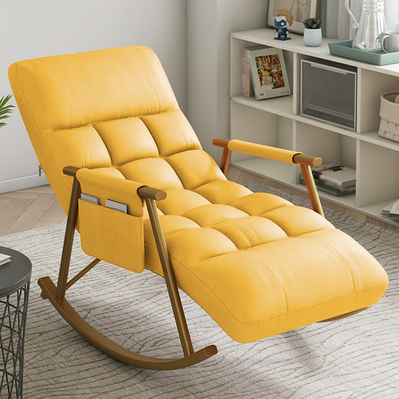 Faux Leather Rocking Chair Modern Style Rocker Chair with Storage