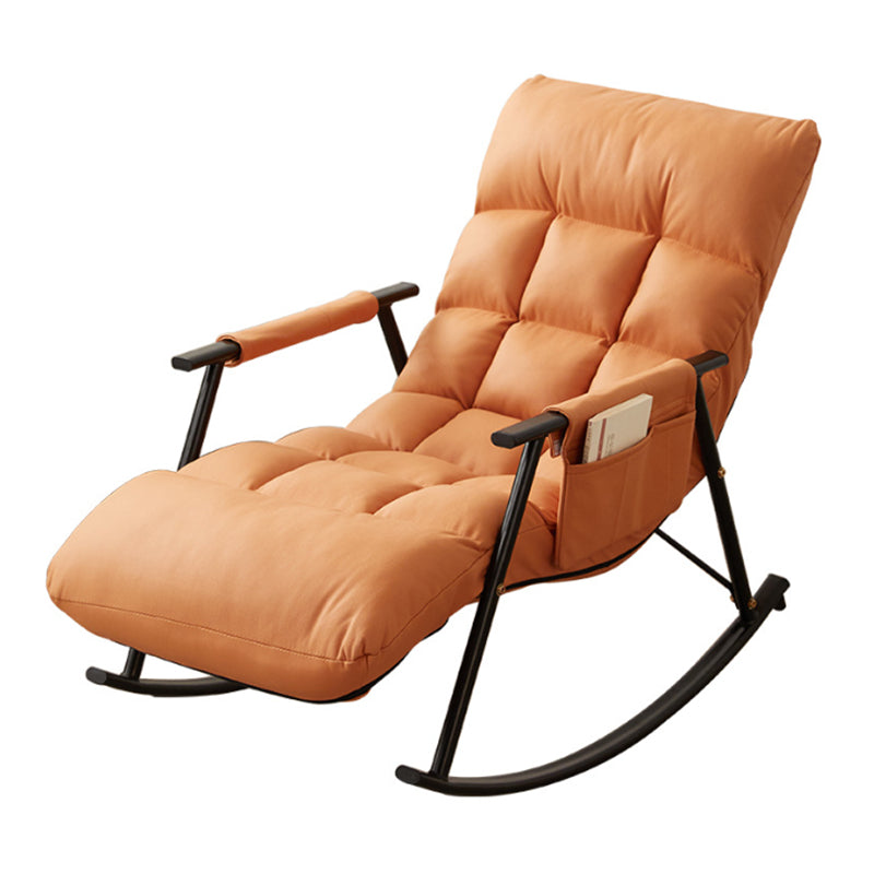 Faux Leather Rocking Chair Modern Style Rocker Chair with Storage