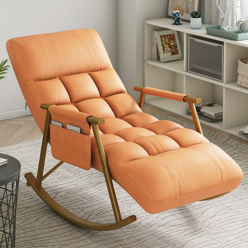 Faux Leather Rocking Chair Modern Style Rocker Chair with Storage