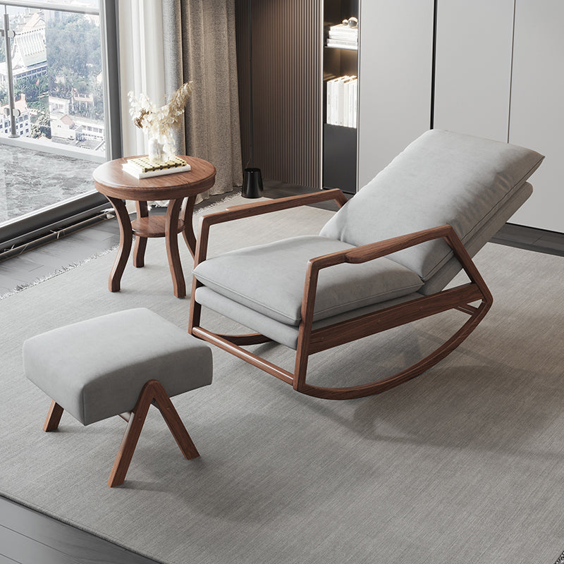 Mid-Century Modern Rocking Chair Fabric Upholstered Solid Color Porch Rocking Chair