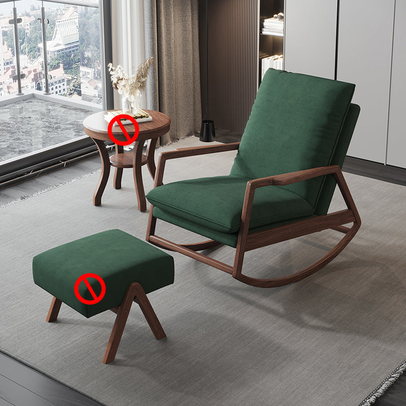 Mid-Century Modern Rocking Chair Fabric Upholstered Solid Color Porch Rocking Chair