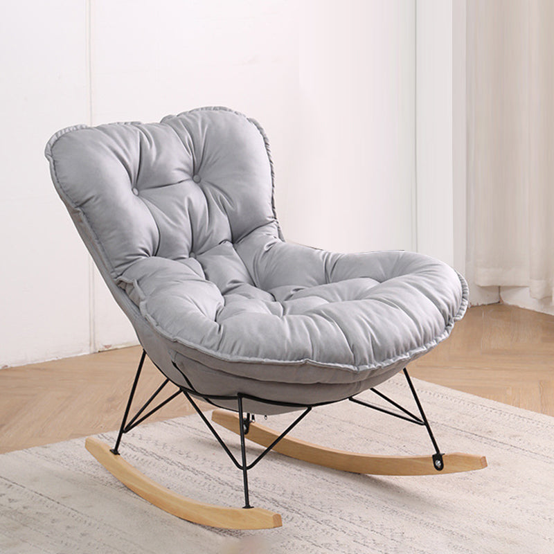 Button-Tufted Rocking Chair Modern Fabric Patchwork Rocking Chair with Ottoman