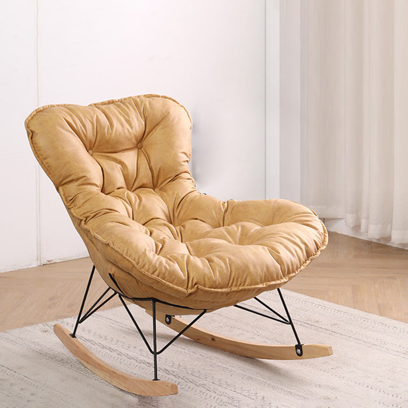 Button-Tufted Rocking Chair Modern Fabric Patchwork Rocking Chair with Ottoman