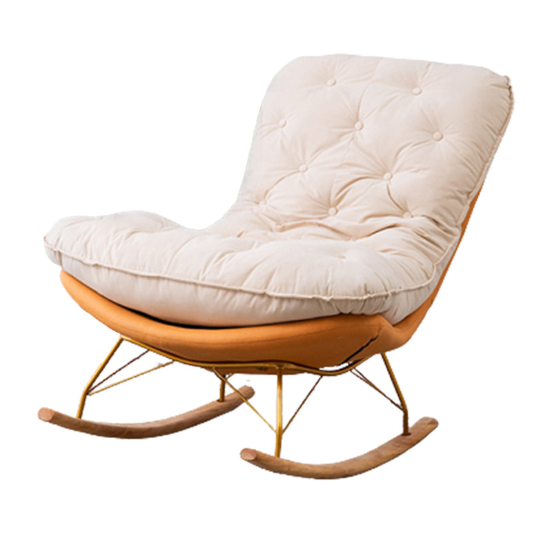 Button-Tufted Rocking Chair Modern Fabric Patchwork Rocking Chair with Ottoman