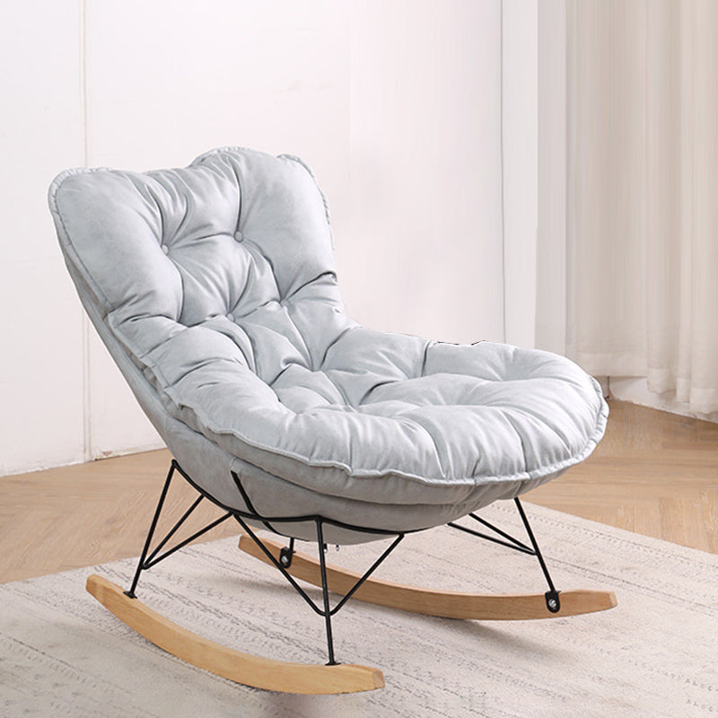 Button-Tufted Rocking Chair Modern Fabric Patchwork Rocking Chair with Ottoman