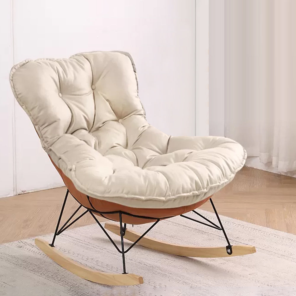 Button-Tufted Rocking Chair Modern Fabric Patchwork Rocking Chair with Ottoman