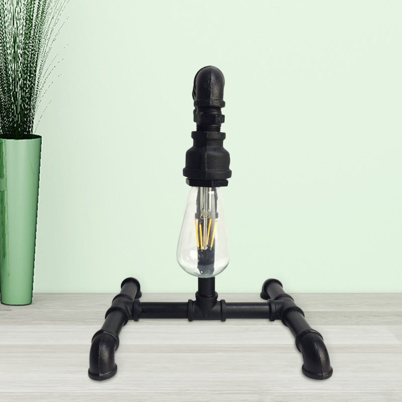 Kupfer/Schwarz 1 Leichte kleine Schreibtischlampe Vintage Eisen exponierte Glühbirnen-Stecker im Nachttischleuchten mit rohrähnlicher Basis