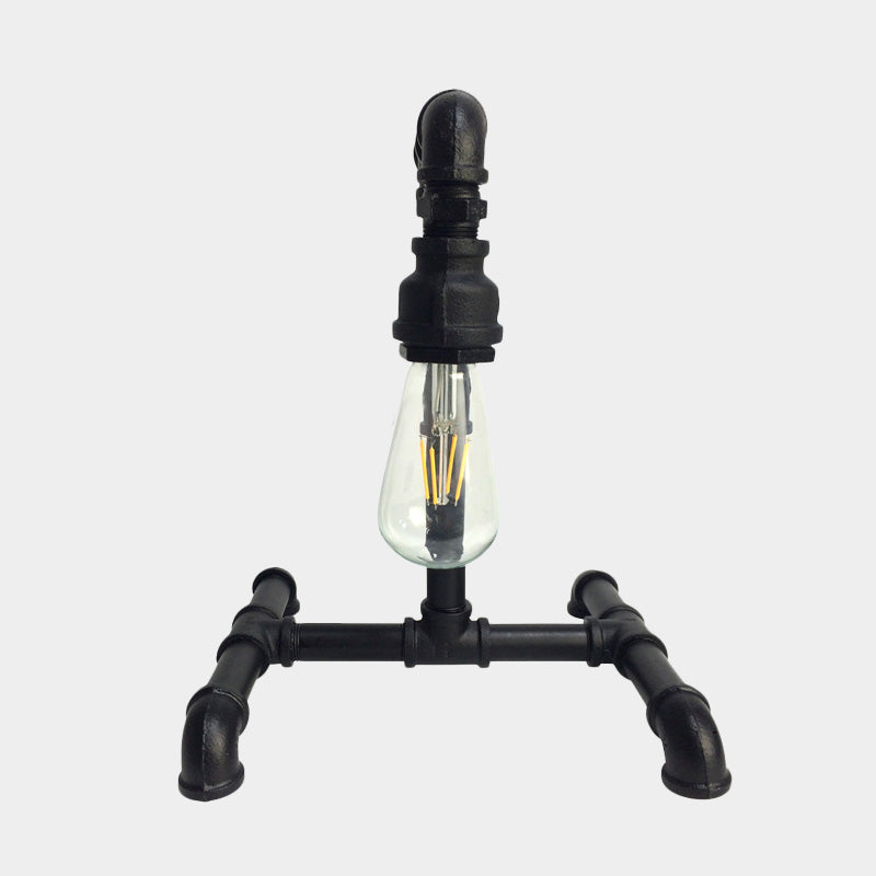 Kupfer/Schwarz 1 Leichte kleine Schreibtischlampe Vintage Eisen exponierte Glühbirnen-Stecker im Nachttischleuchten mit rohrähnlicher Basis