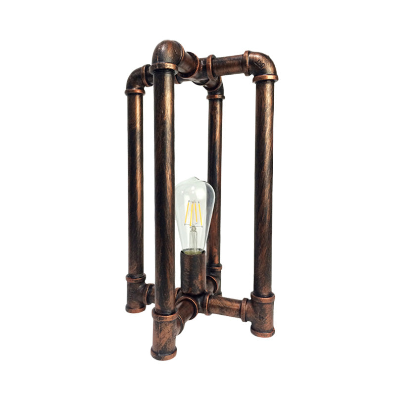 Fer Rust Task Lighting Cross Pipe 1 tête lampe de nuit industrielle avec cordon plug-in pour restaurant