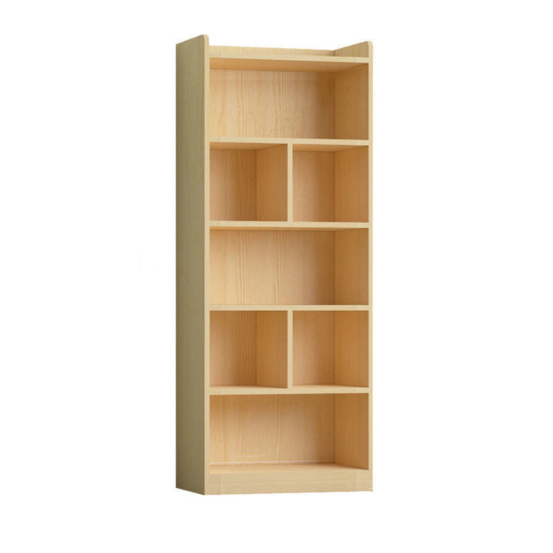 Contemporary Wooden Vertical Book Shelf Closed Back Brown Shelf Bookcase for Study Room