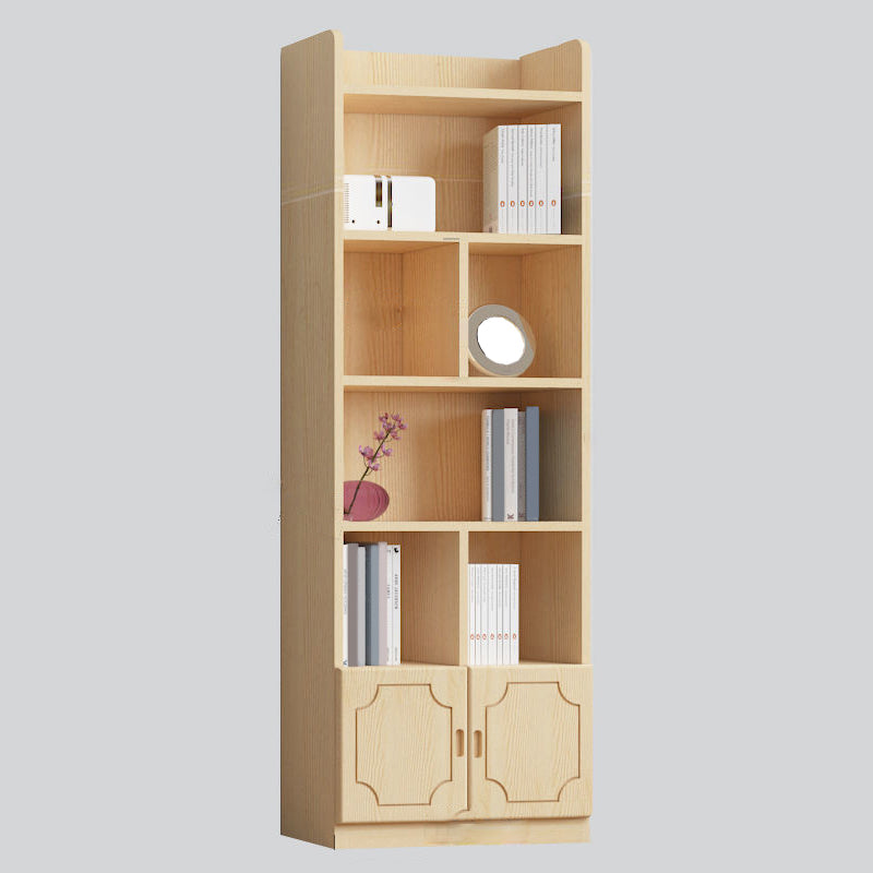 Contemporary Wooden Vertical Book Shelf Closed Back Brown Shelf Bookcase for Study Room