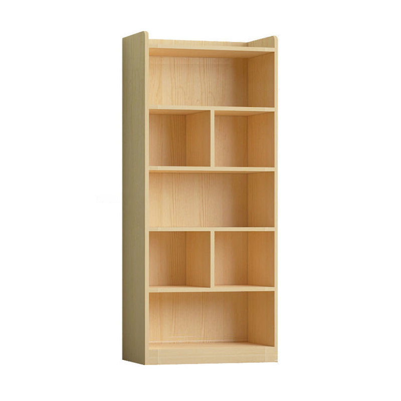 Contemporary Wooden Vertical Book Shelf Closed Back Brown Shelf Bookcase for Study Room