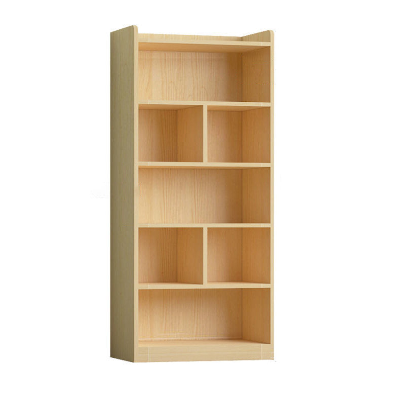 Contemporary Wooden Vertical Book Shelf Closed Back Brown Shelf Bookcase for Study Room