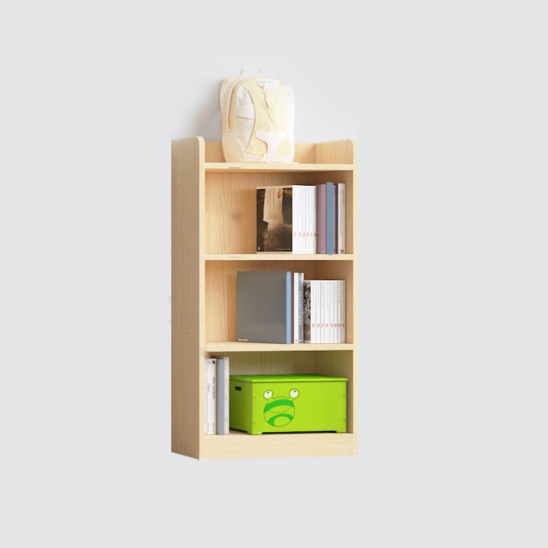 Contemporary Wooden Vertical Book Shelf Closed Back Brown Shelf Bookcase for Study Room