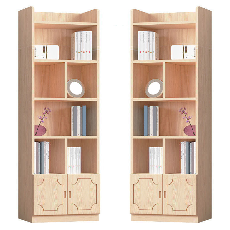 Contemporary Wooden Vertical Book Shelf Closed Back Brown Shelf Bookcase for Study Room