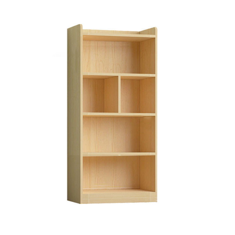Contemporary Wooden Vertical Book Shelf Closed Back Brown Shelf Bookcase for Study Room