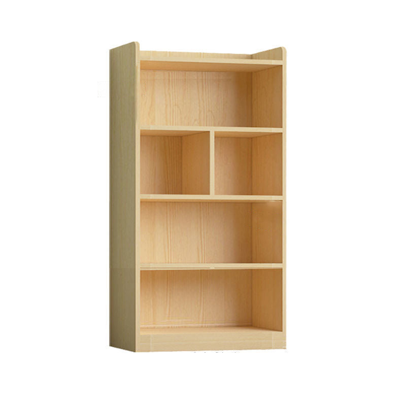 Contemporary Wooden Vertical Book Shelf Closed Back Brown Shelf Bookcase for Study Room
