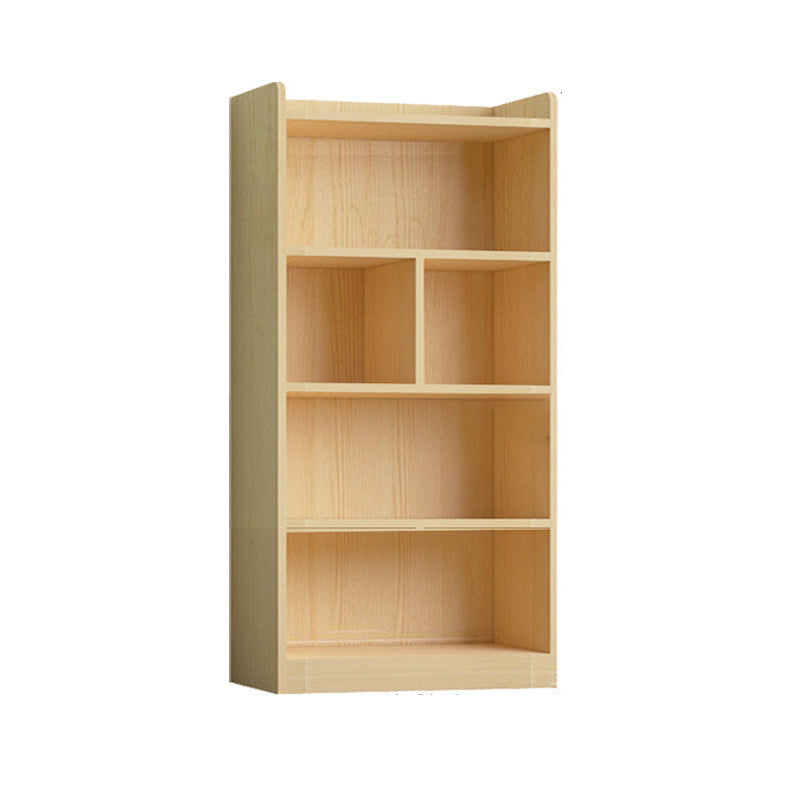 Contemporary Wooden Vertical Book Shelf Closed Back Brown Shelf Bookcase for Study Room