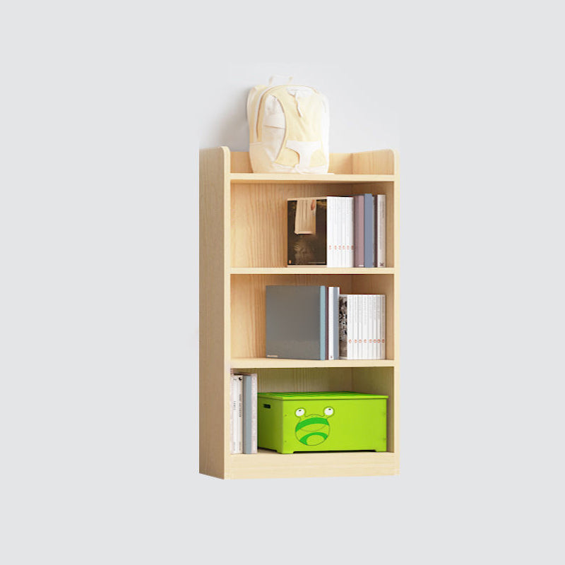 Contemporary Wooden Vertical Book Shelf Closed Back Brown Shelf Bookcase for Study Room