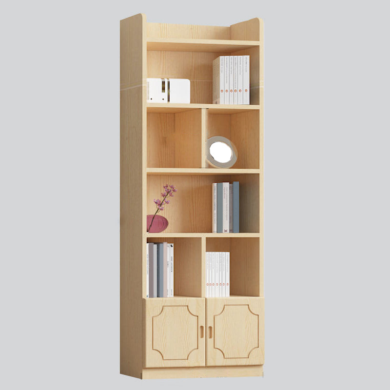 Contemporary Wooden Vertical Book Shelf Closed Back Brown Shelf Bookcase for Study Room