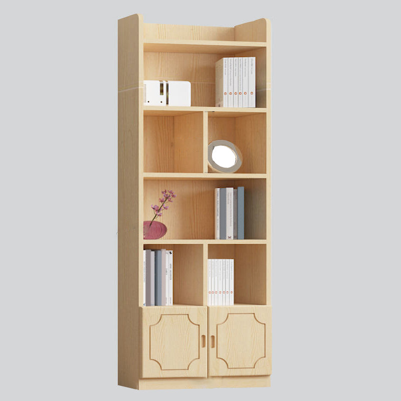 Contemporary Wooden Vertical Book Shelf Closed Back Brown Shelf Bookcase for Study Room