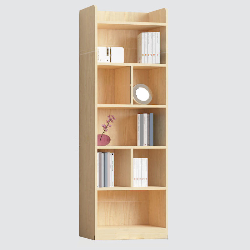 Contemporary Wooden Vertical Book Shelf Closed Back Brown Shelf Bookcase for Study Room